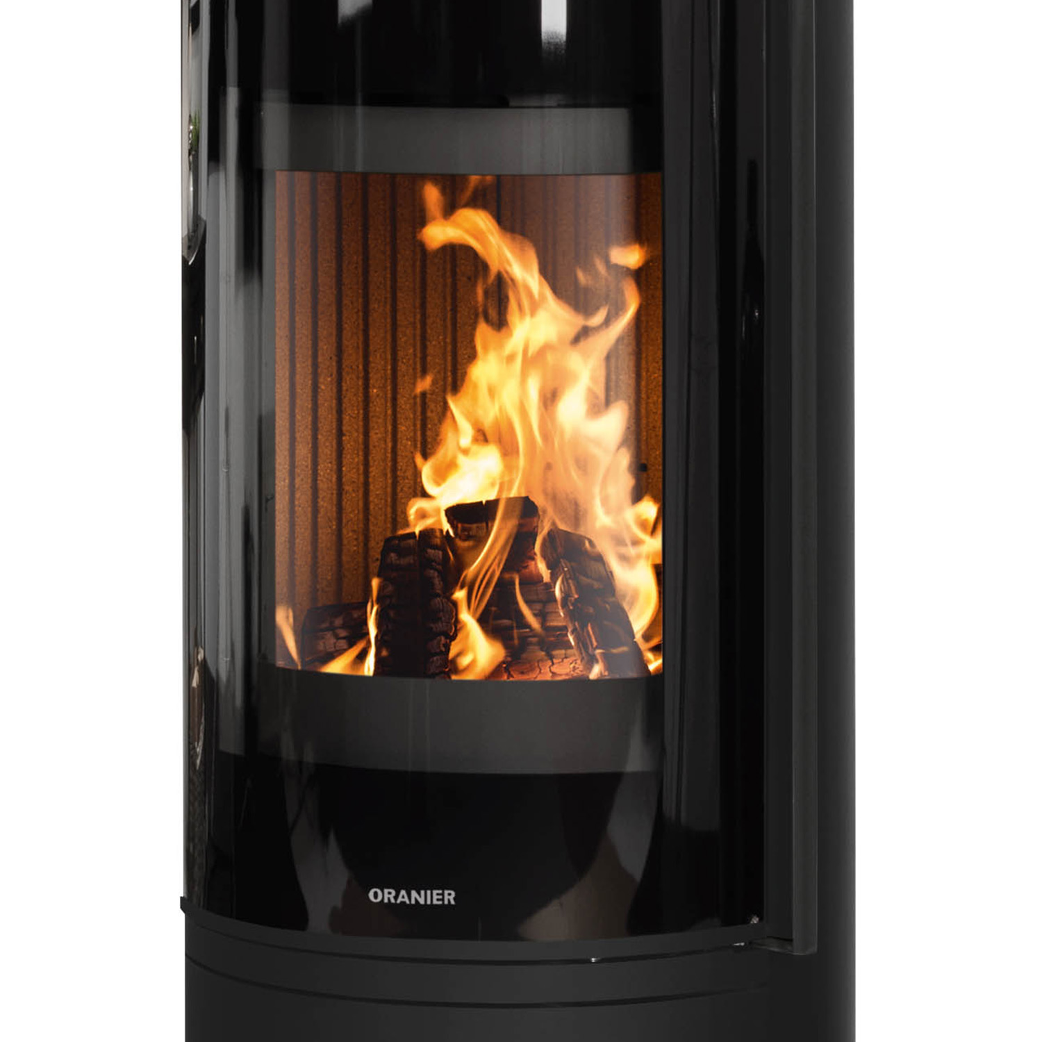 Oranier Arena W+ 2.0 Poêle à bois en acier noir avec plaque de recouvrement en verre