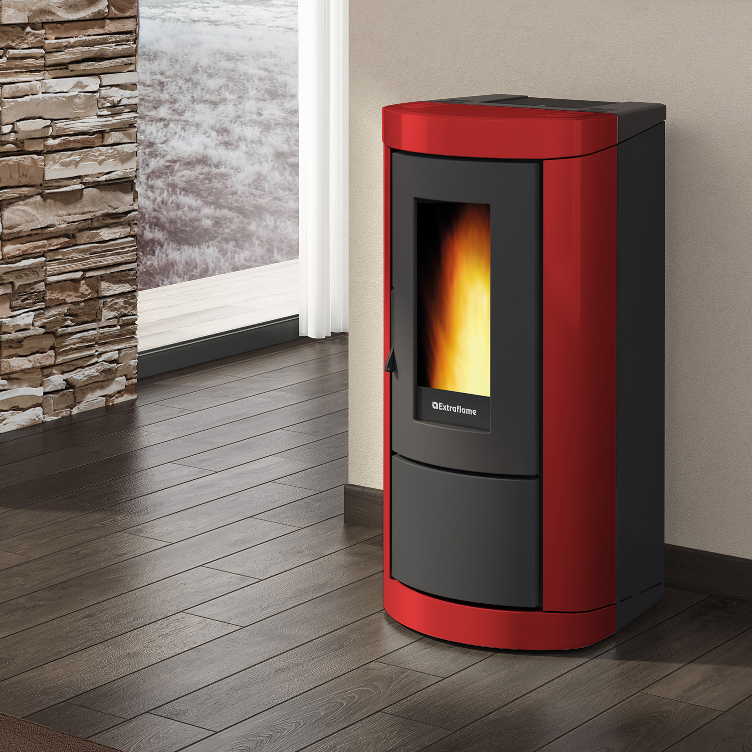 Extraflame Evolution Line Mietta Evo 16 poêle à granulés acier bordeaux