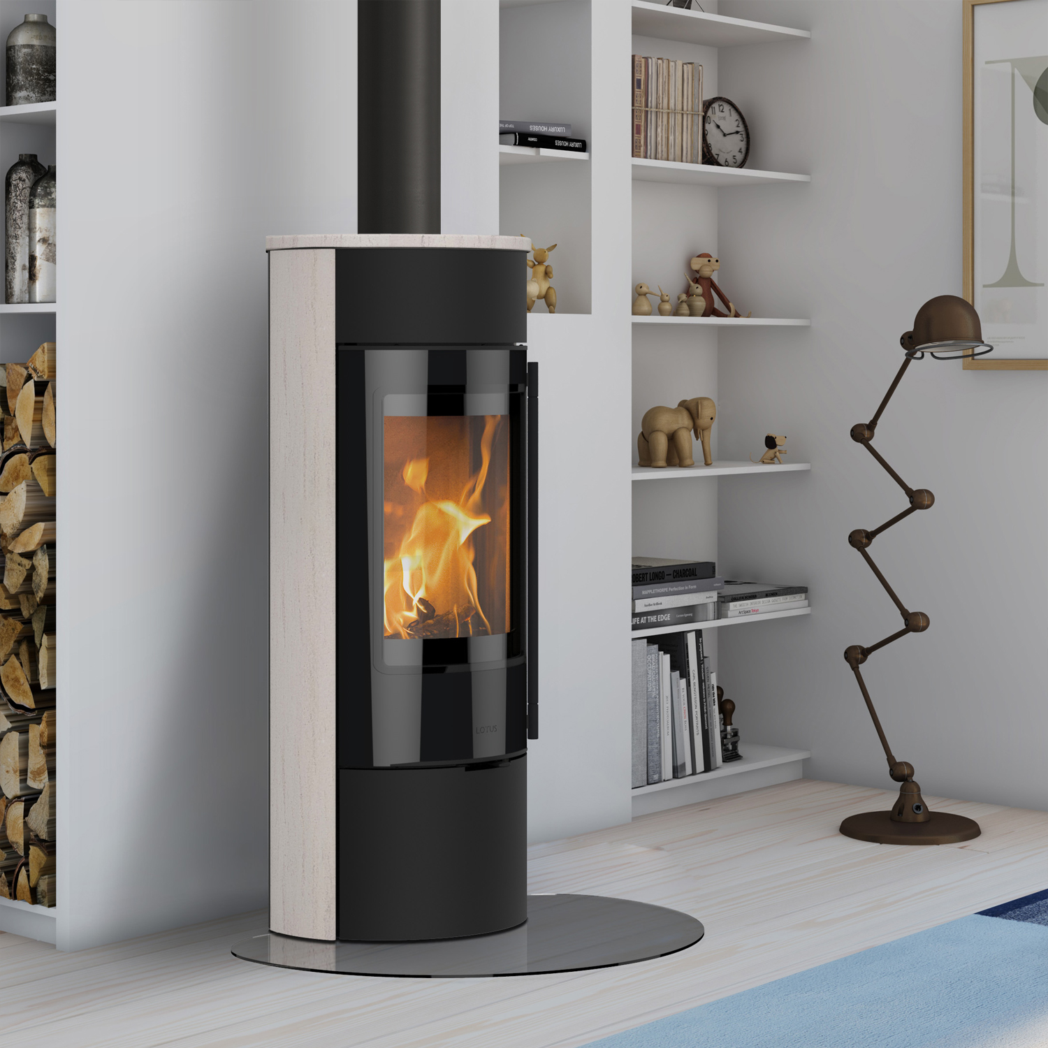 Lotus Prestige Magic 40 poêle à bois noir / pierre ollaire