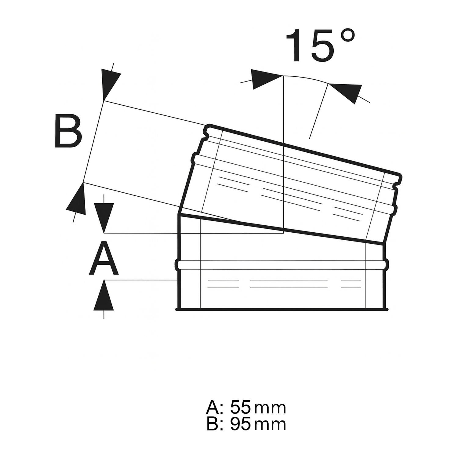 Schiedel ICS coude 15° Ø150 mm double paroi brillant