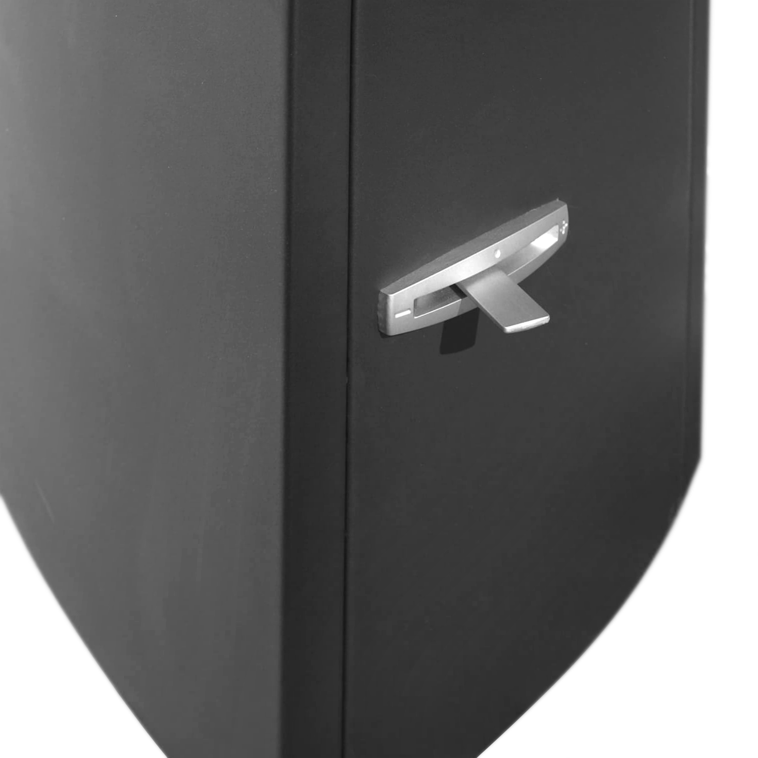 Austroflamm Lounge Xtra poêle à bois en acier gris fonte, raccordement de fumée par le haut ou à l'arrière.