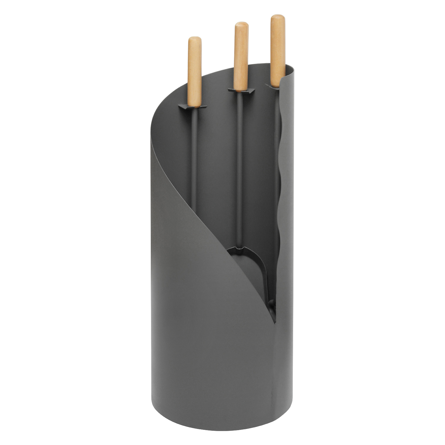 Raik Ensemble d'outils de cheminée Otto, 3 pièces, gris, poignées en bois, 64 cm. Raik Ensemble d'outils de cheminée Otto, 3 pièces, gris, poignées en bois, 64 cm.