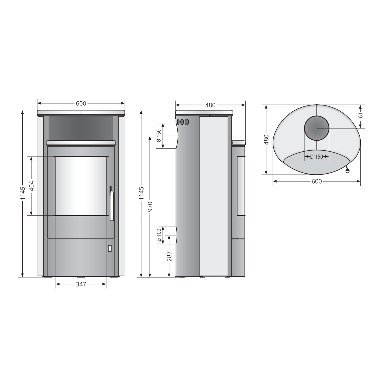 Oranier Pori 7 Poêle à bois Acier Noir / Carrelage Corretto