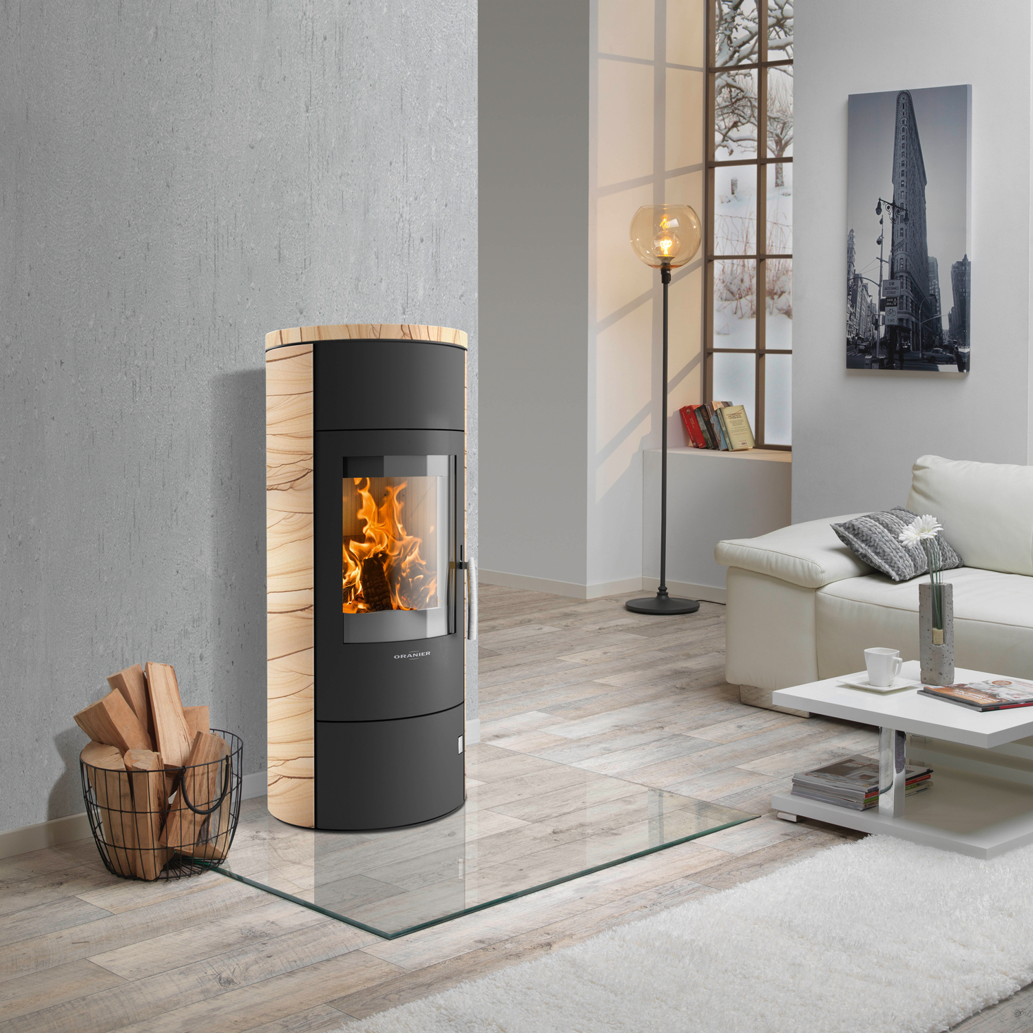 Oranier Polar W+ 2.0 Poêle à bois Acier Noir / Pierre de sable