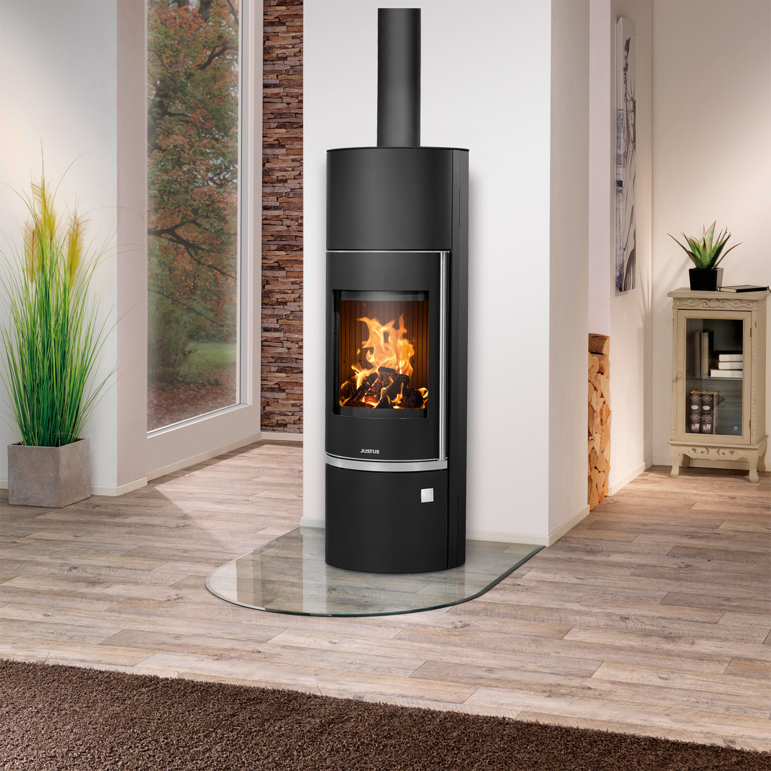 Justus Faro Aqua 2.0 Poêle à bois avec circulation d'eau Acier Noir