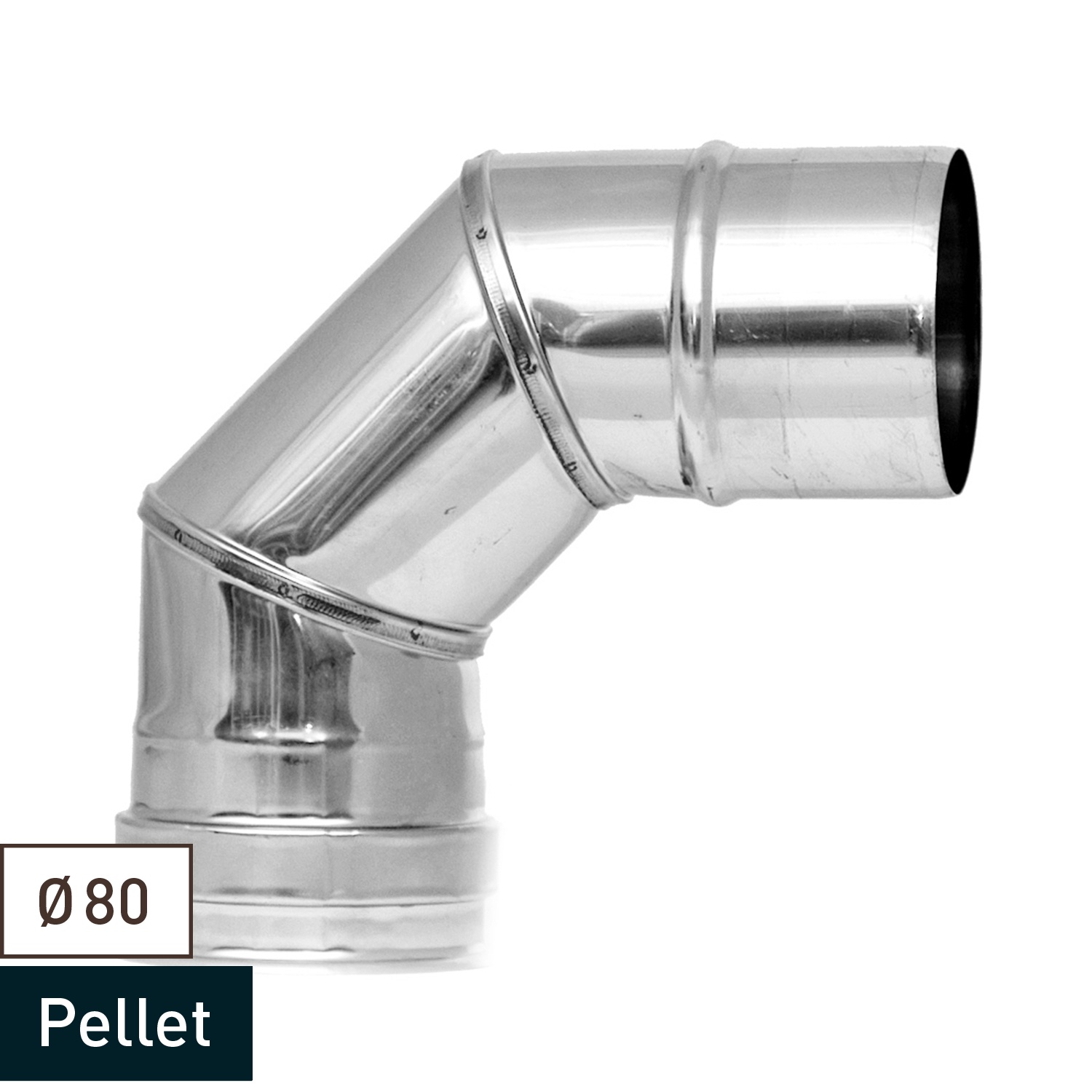 Coude de conduit de poêle / tuyau de poêle Raik 80mm - 90° INOX