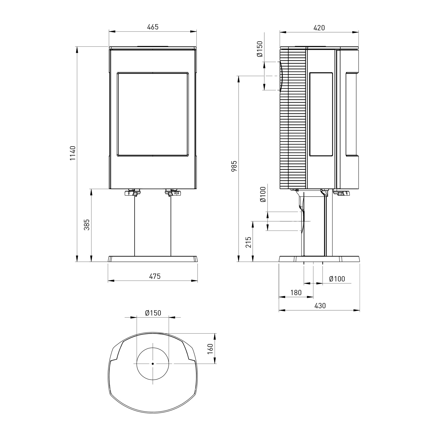 Dovre Astro 4CB/P poêle à bois acier noir construction 2