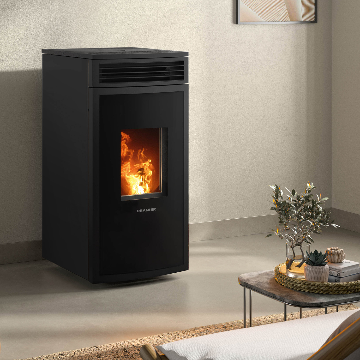 Oranier poêle à bois Neta acier noir raccord arrière