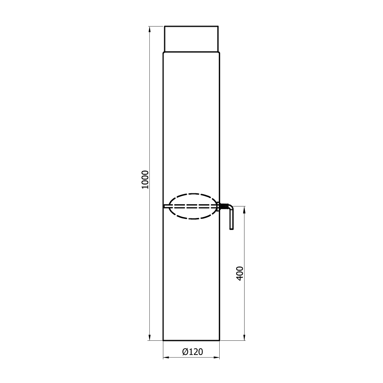 Raik Basic régulation de tirage 120mm noir L: 1000mm pour tuyau de fumée / conduit de fumée