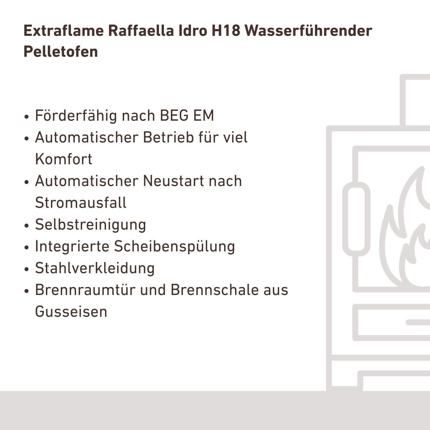 Extraflame Raffaella Idro H18 poêle à granulés bouilleur acier gris clair