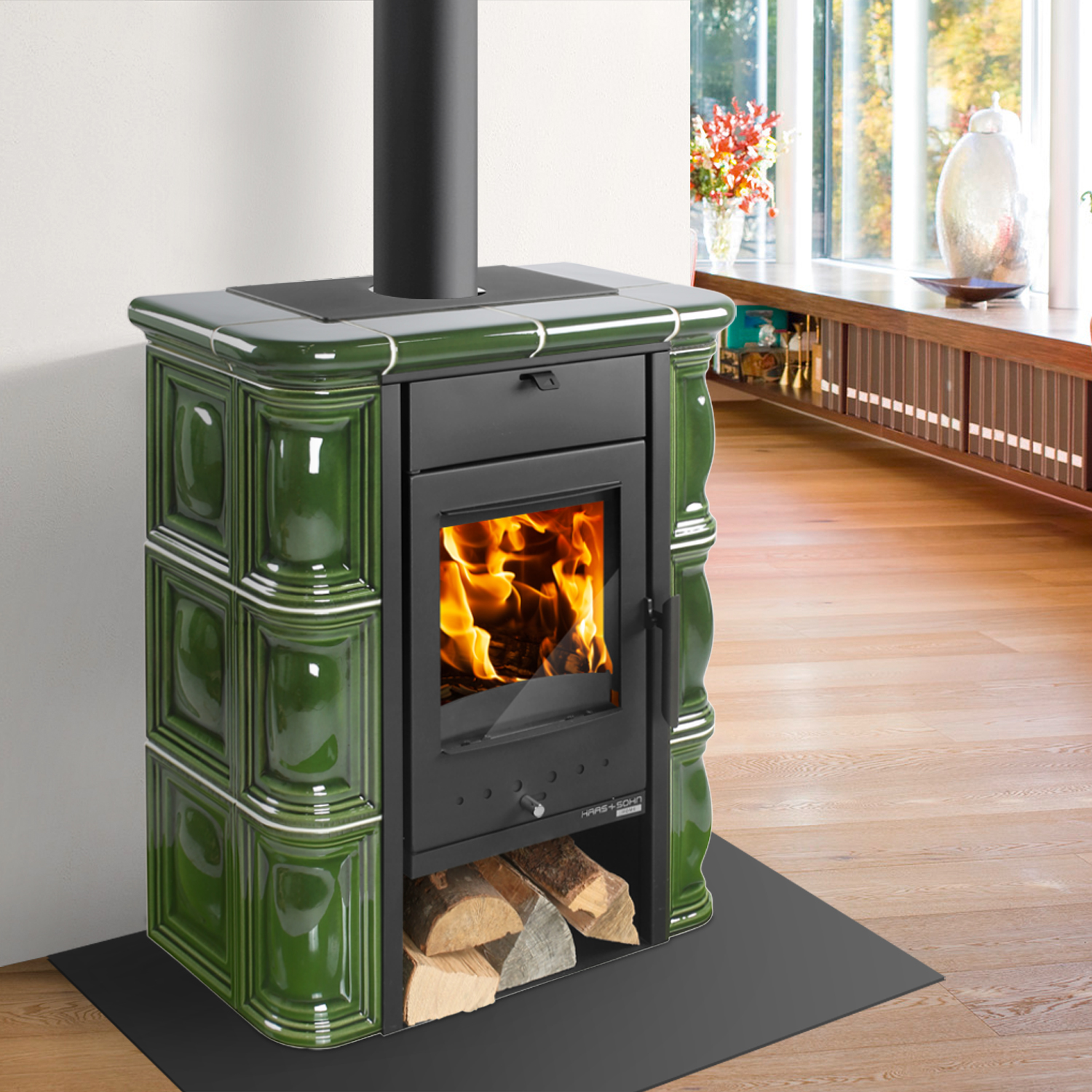 Haas+Sohn Tirol Poêle à bois Noir perlé / Vert