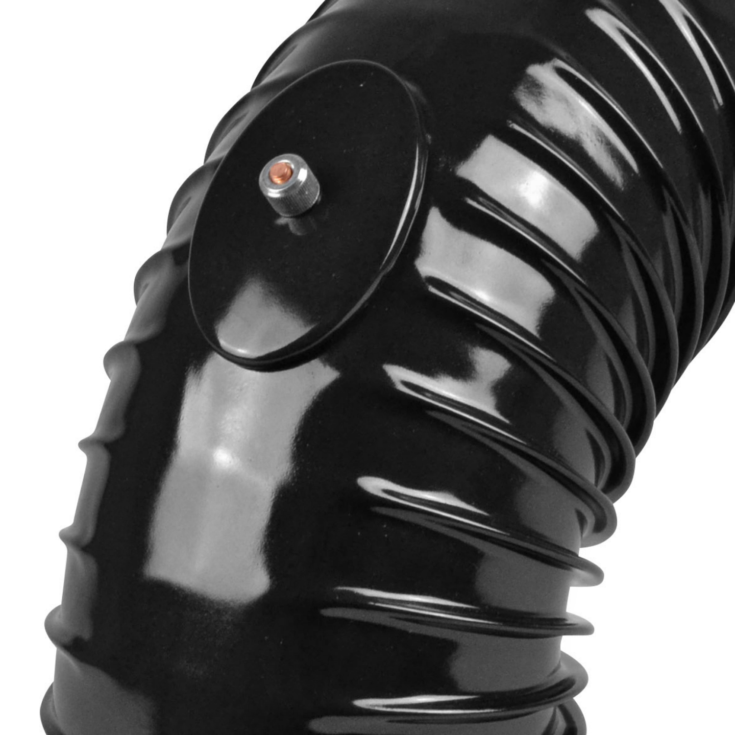 Coude de tuyau de poêle / Coude de conduit de fumée émaillé 150 mm - Coude à 90° nervuré noir avec ouverture de nettoyage Coude de tuyau de poêle / Coude de conduit de fumée émaillé 150 mm - Coude à 90° nervuré noir avec ouverture de nettoyage