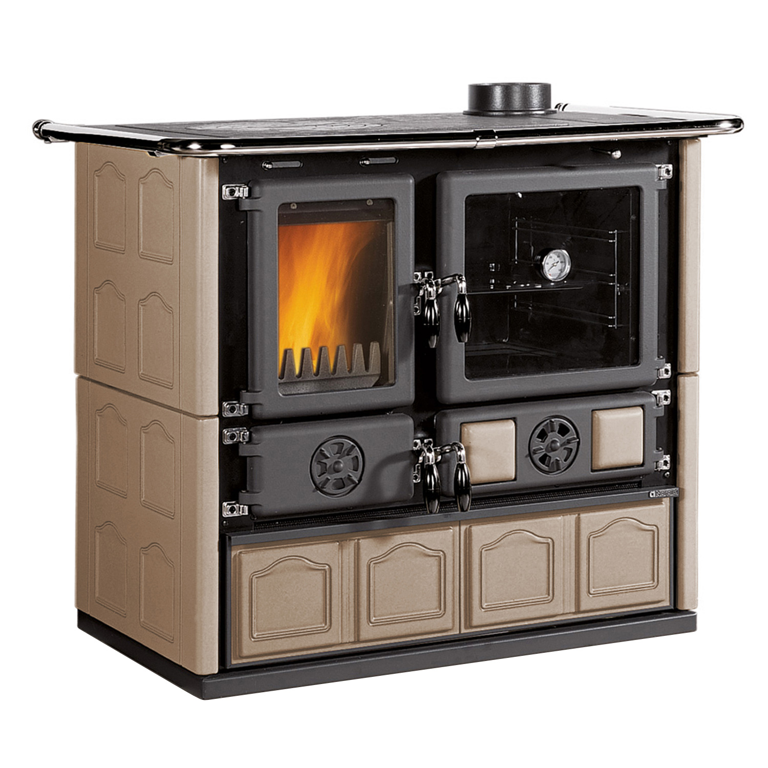 La Nordica Rosa 16 cuisinière à bois majolique tortora