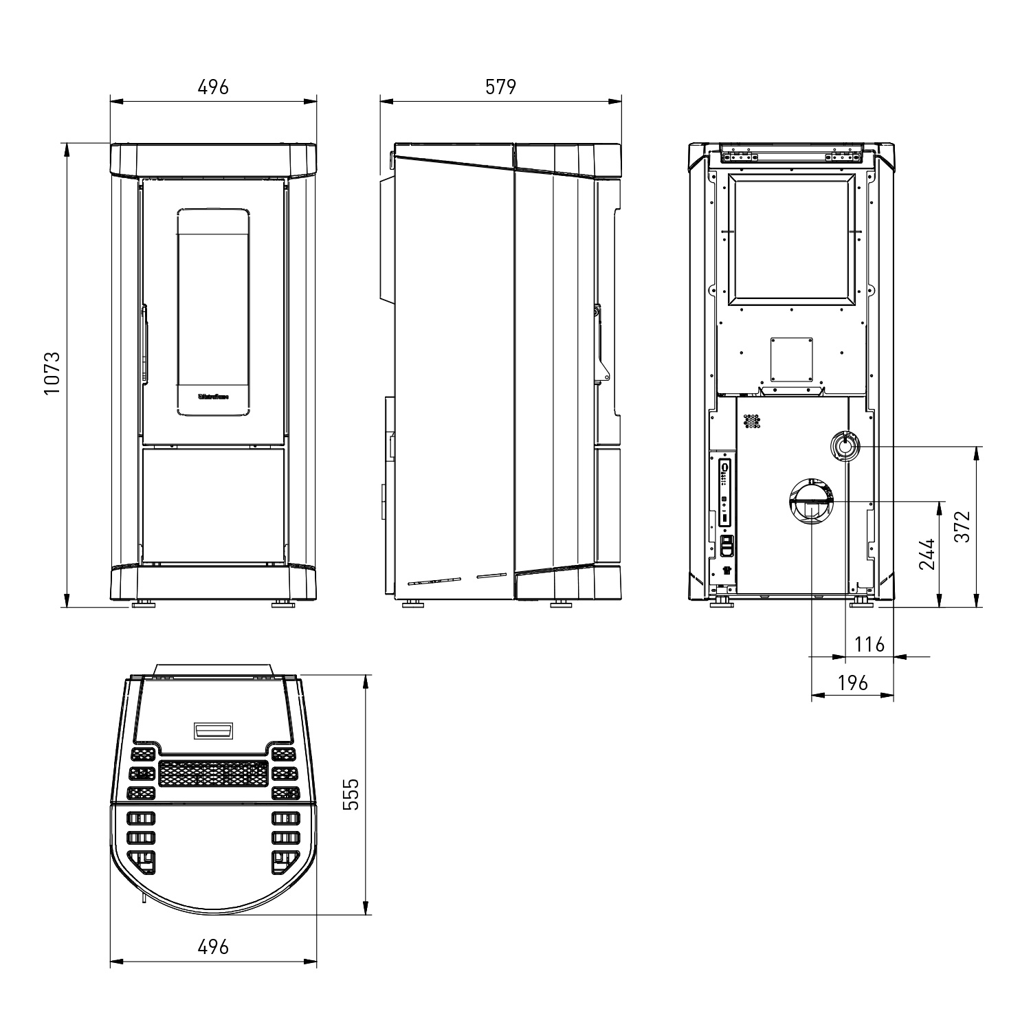 Extraflame Evolution Line Mietta Evo 16 poêle à granulés acier bordeaux