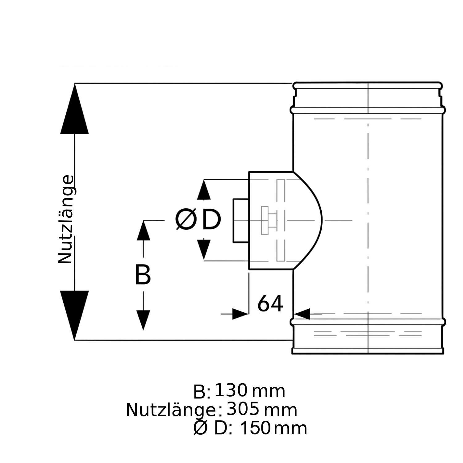 Schiedel ICS raccord de porte de nettoyage rond pour combustibles solides Ø150 mm double paroi brillant