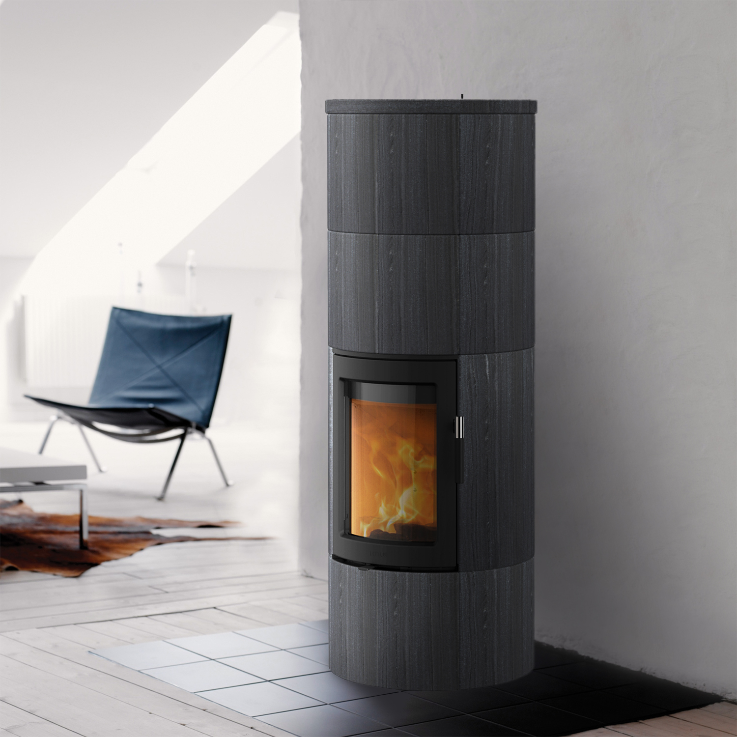 Lotus Maestro 2 Poêle à bois Indian Night, porte noire, sortie de fumée arrière