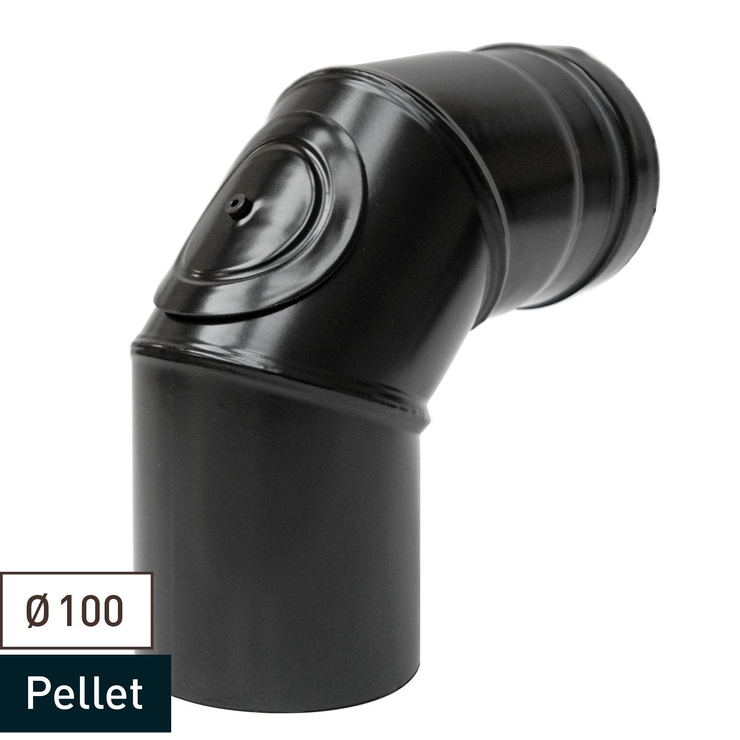 Raik conduit de poêle / tuyau de poêle 100 mm - coude à 90° en trois parties avec ouverture de nettoyage.