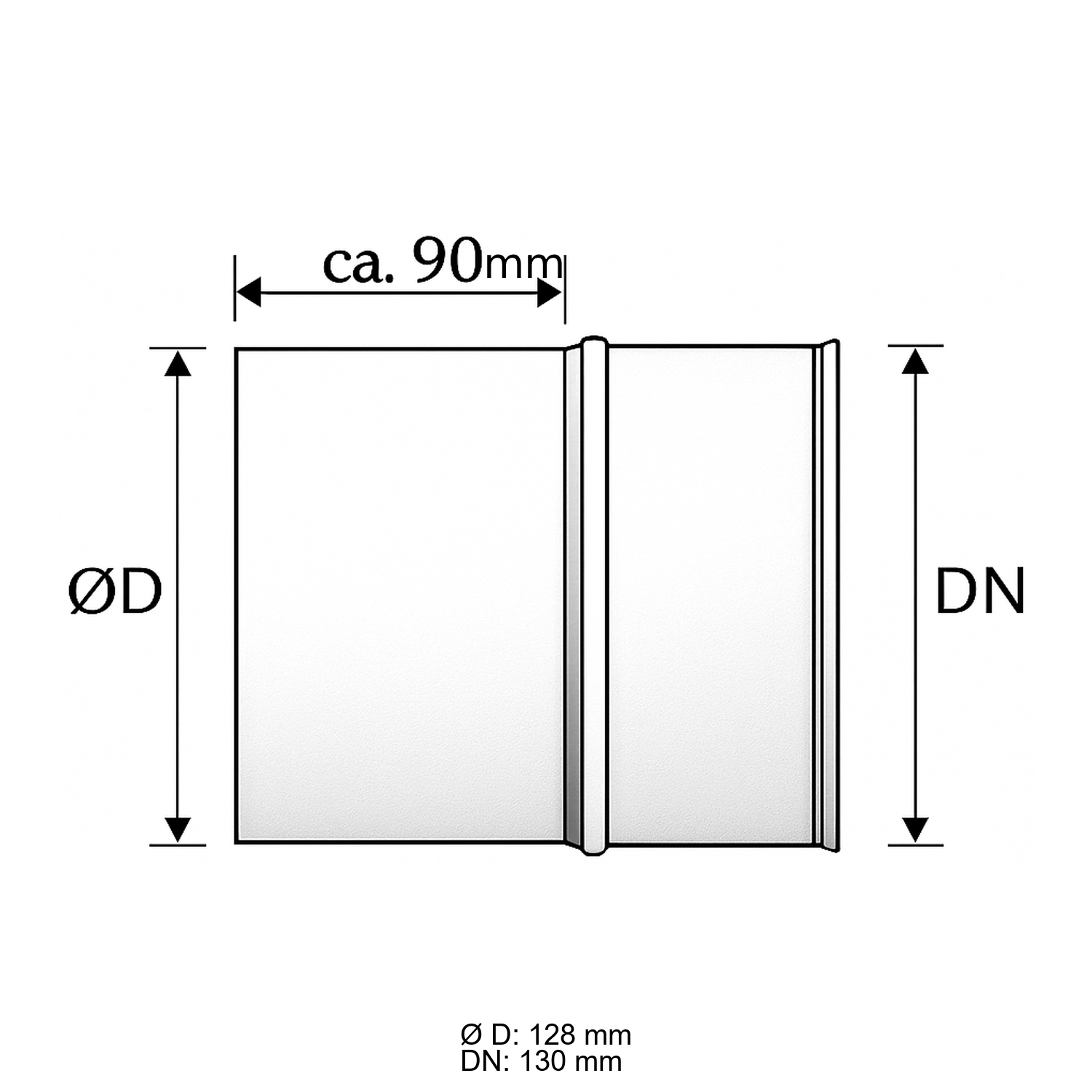 Schiedel PRIMA PLUS raccord chaudière emboîté Ø130 mm simple paroi mat