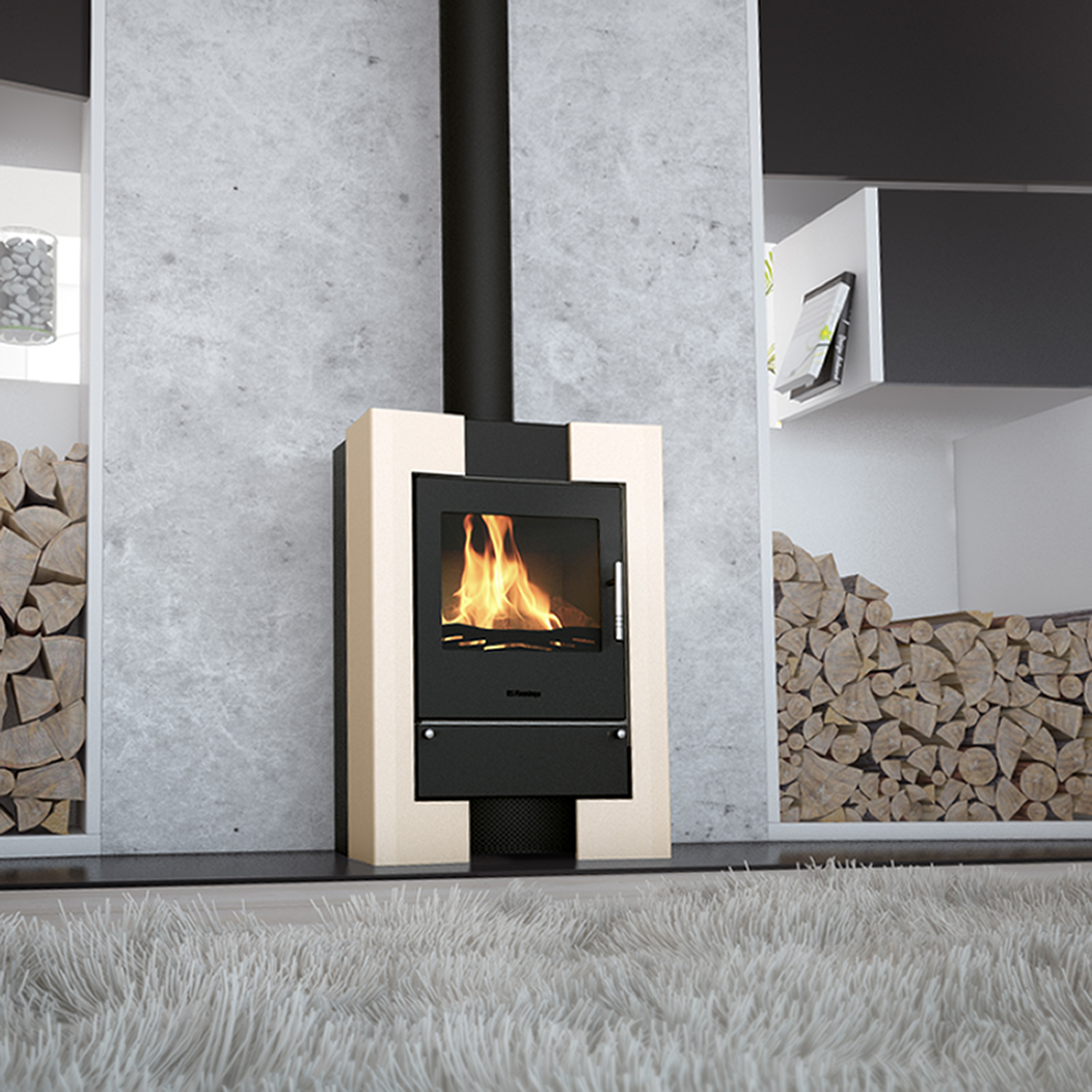 Poêle à bois HS Flamingo ESPO 2 Crème Poêle à bois HS Flamingo ESPO 2 Crème