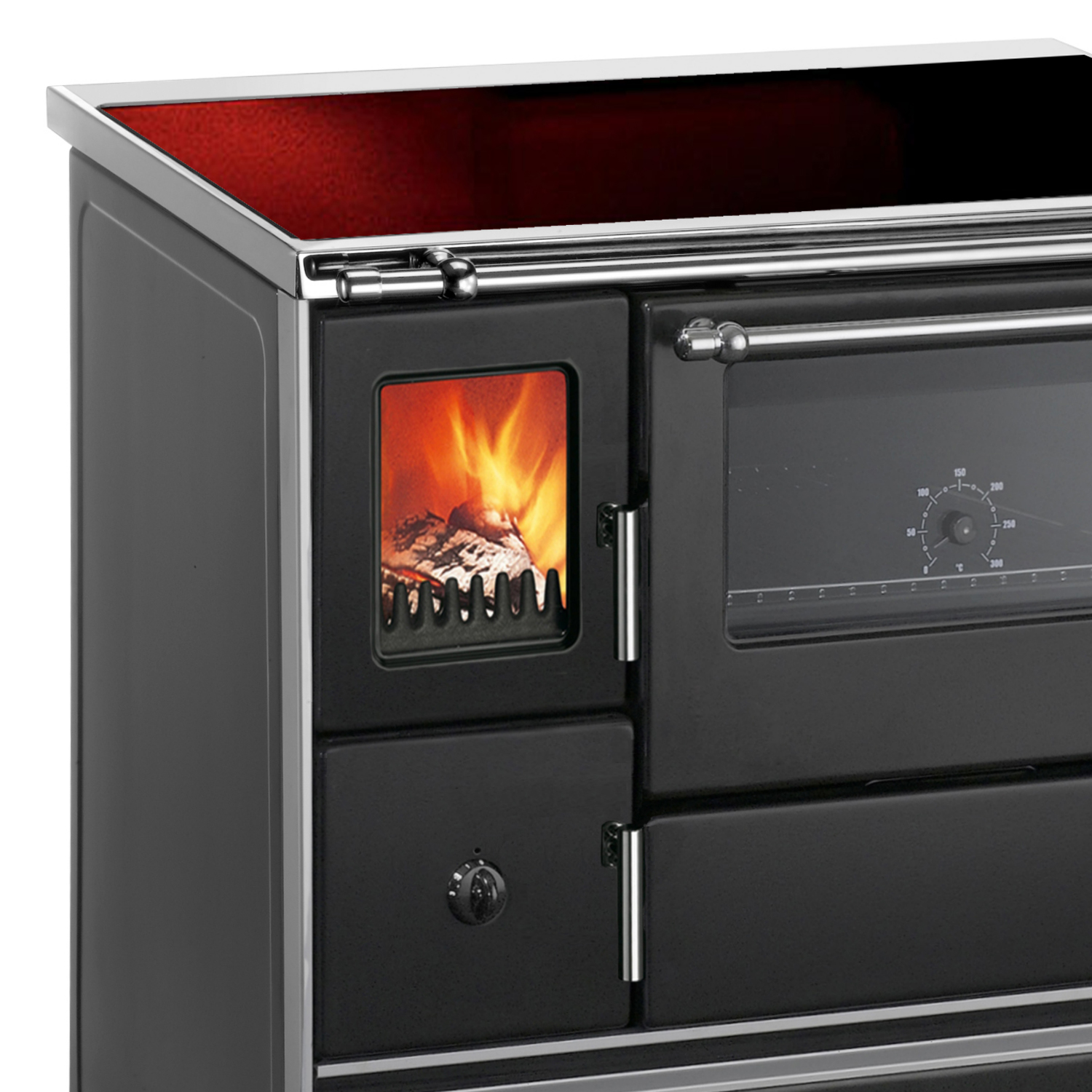Wamsler K 176 F/A 90 Cuisinière noire, plaque vitrocéramique, four à droite