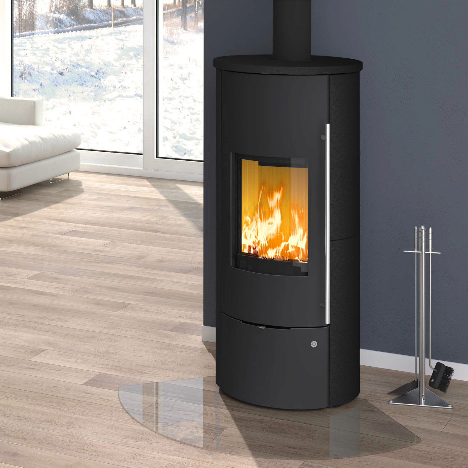 Olsberg Tolima PowerSystem II Compact Poêle à bois Acier Noir | Revêtement en céramique Hématite