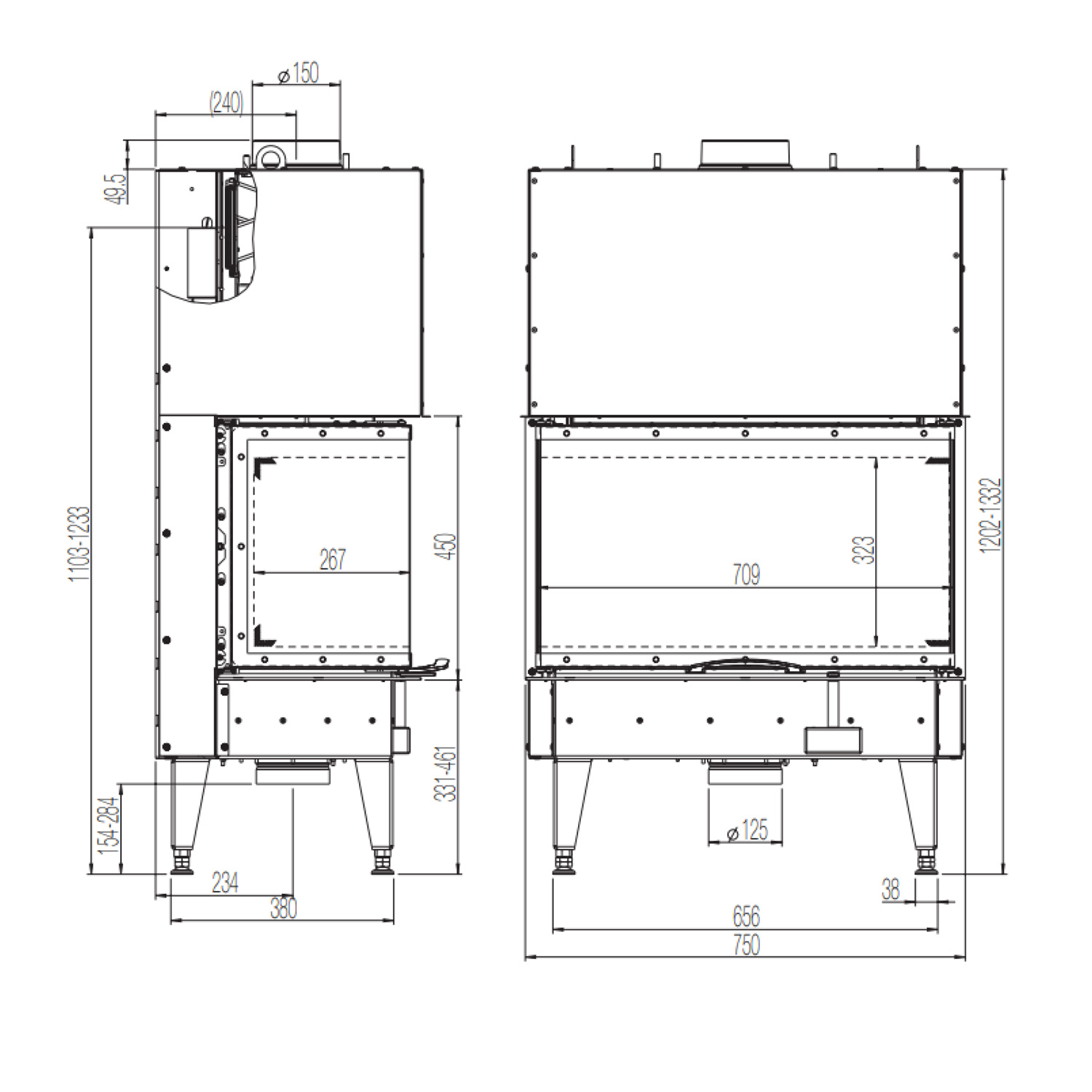 Austroflamm 75x35x45 S3 2.0 insert de cheminée