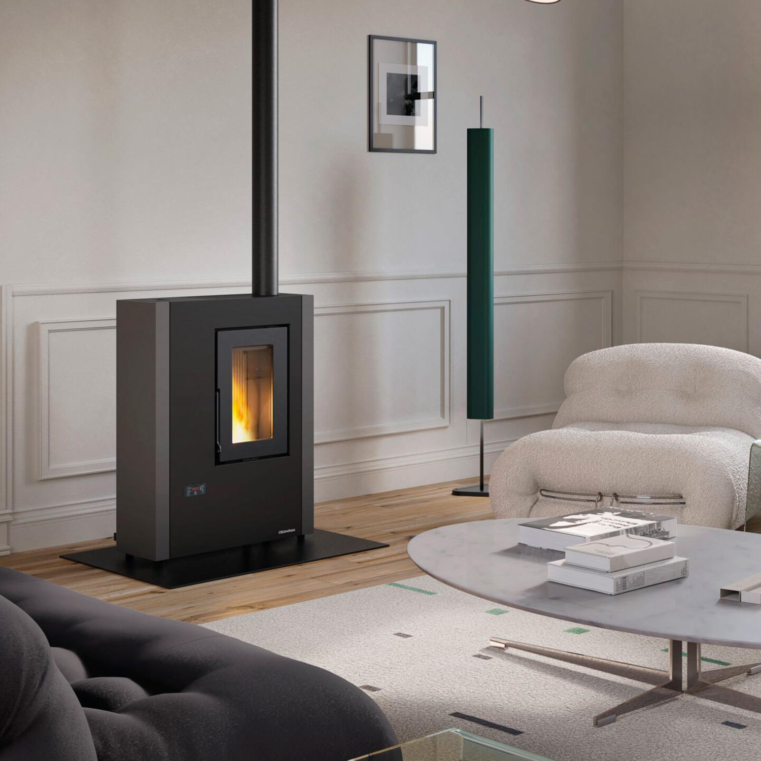 poêle à granulés Gussgrau