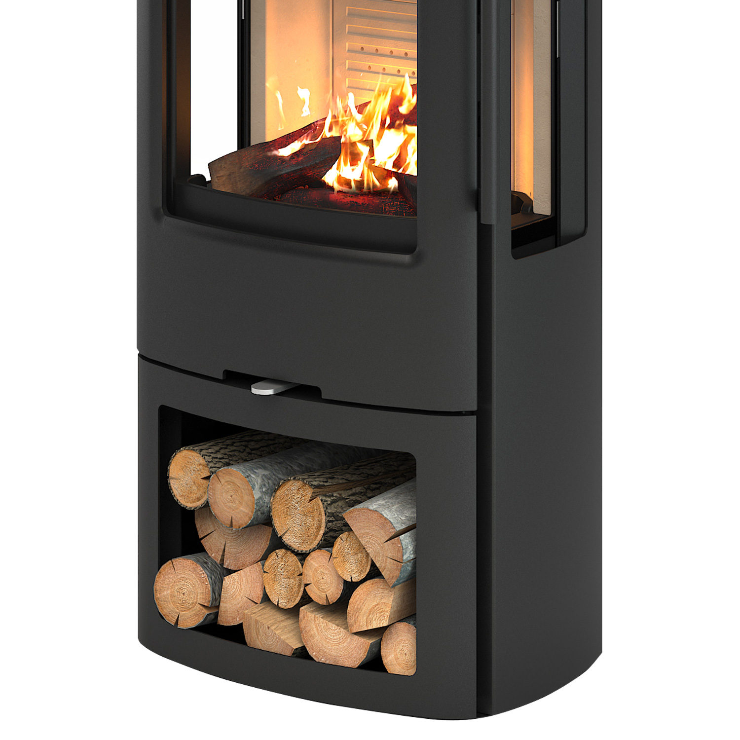 Poêle à bois TermaTech TT44G en acier avec vitres latérales