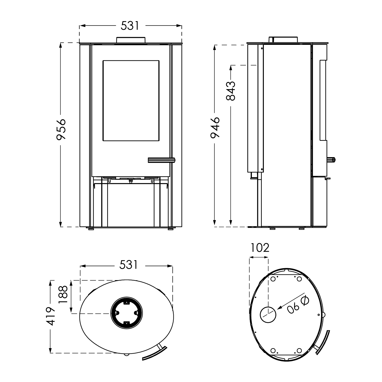 TermaTech TT20 Bazic R Poêle à bois Acier Noir