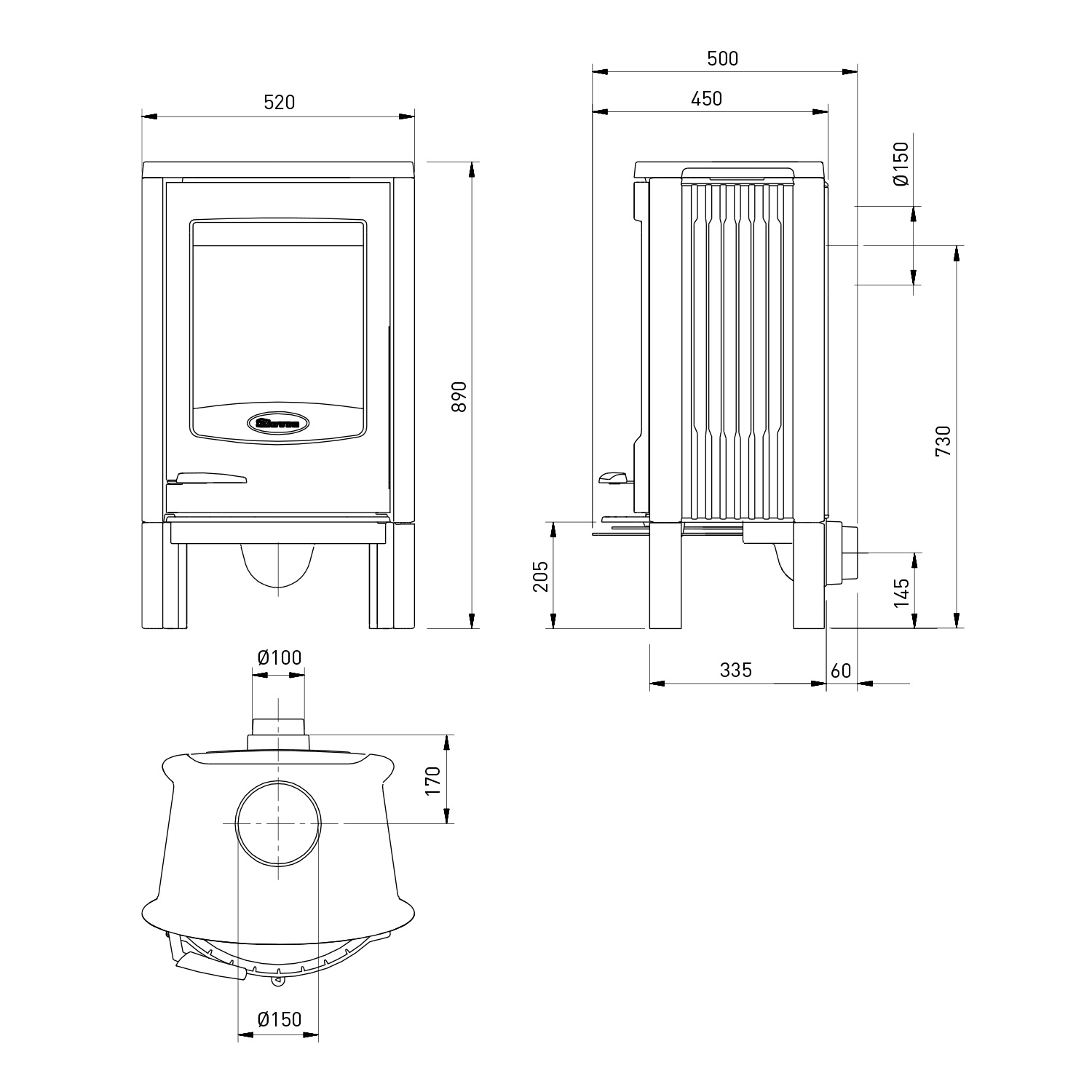 Dovre Astro 2/L Poêle à bois en acier noir, modèle 2