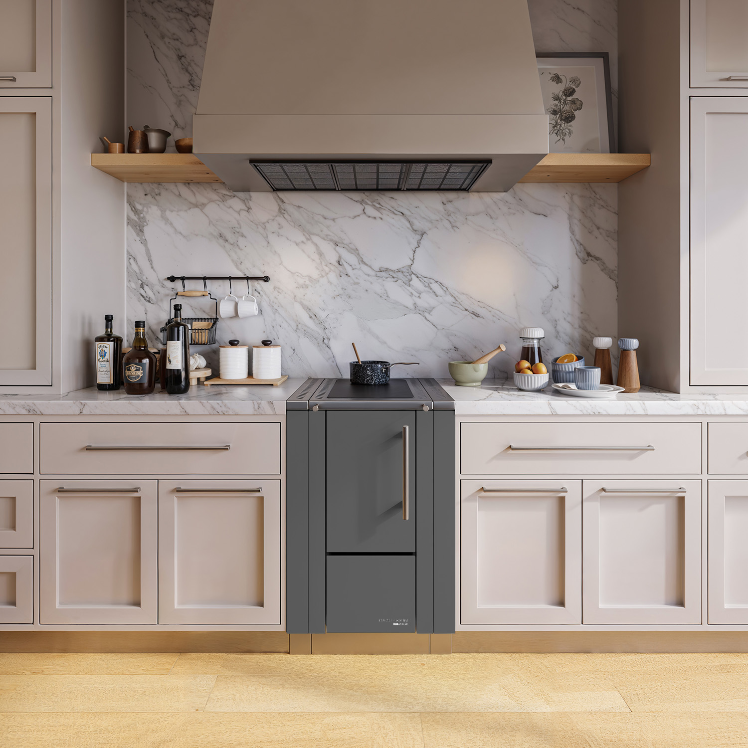 Haas+Sohn HS 40 sans vitre cuisinière à bois anthracite cadre de cuisinière acier inoxydable plaque de cuisson en acier