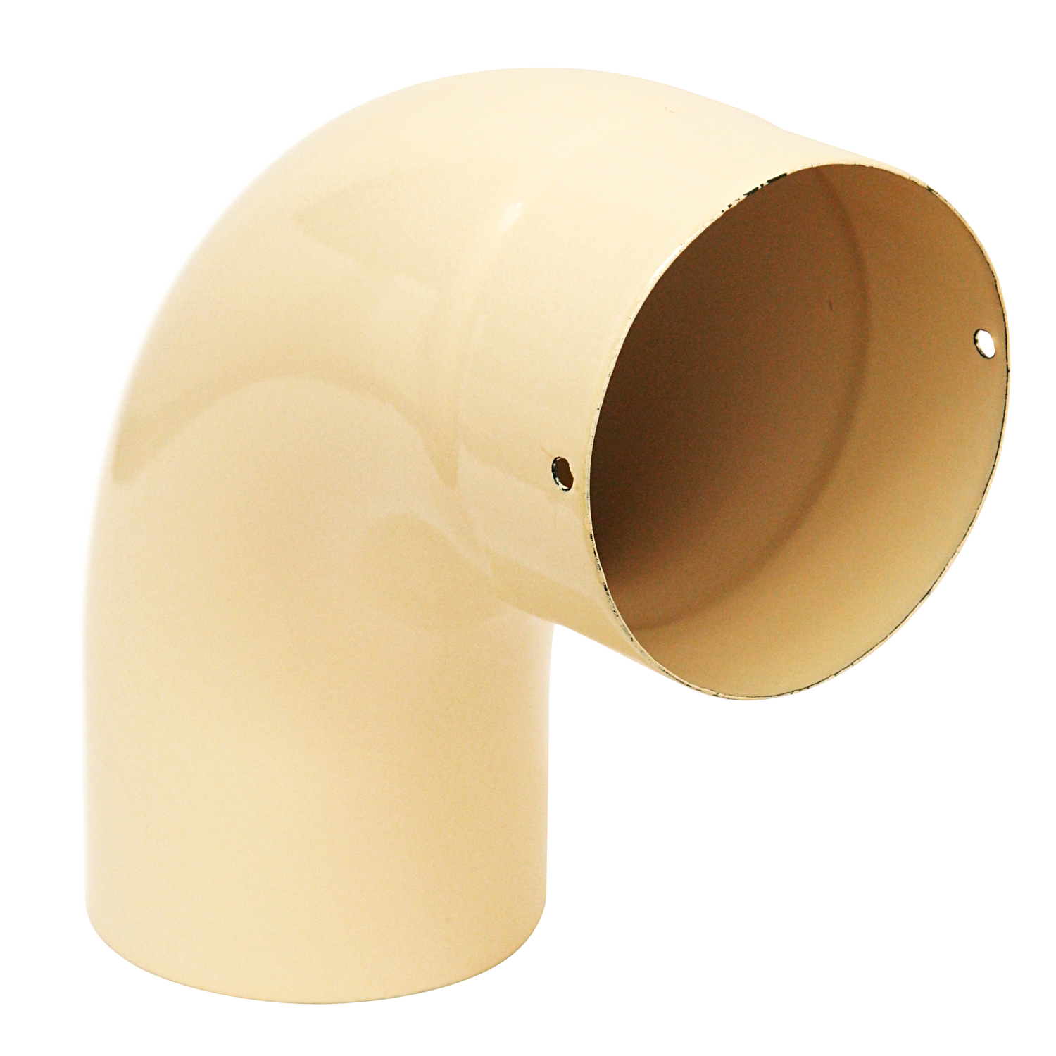 Coude de conduit de fumée / Coude de tuyau de poêle émaillé 130mm - Coude à 90° lisse Ivoire