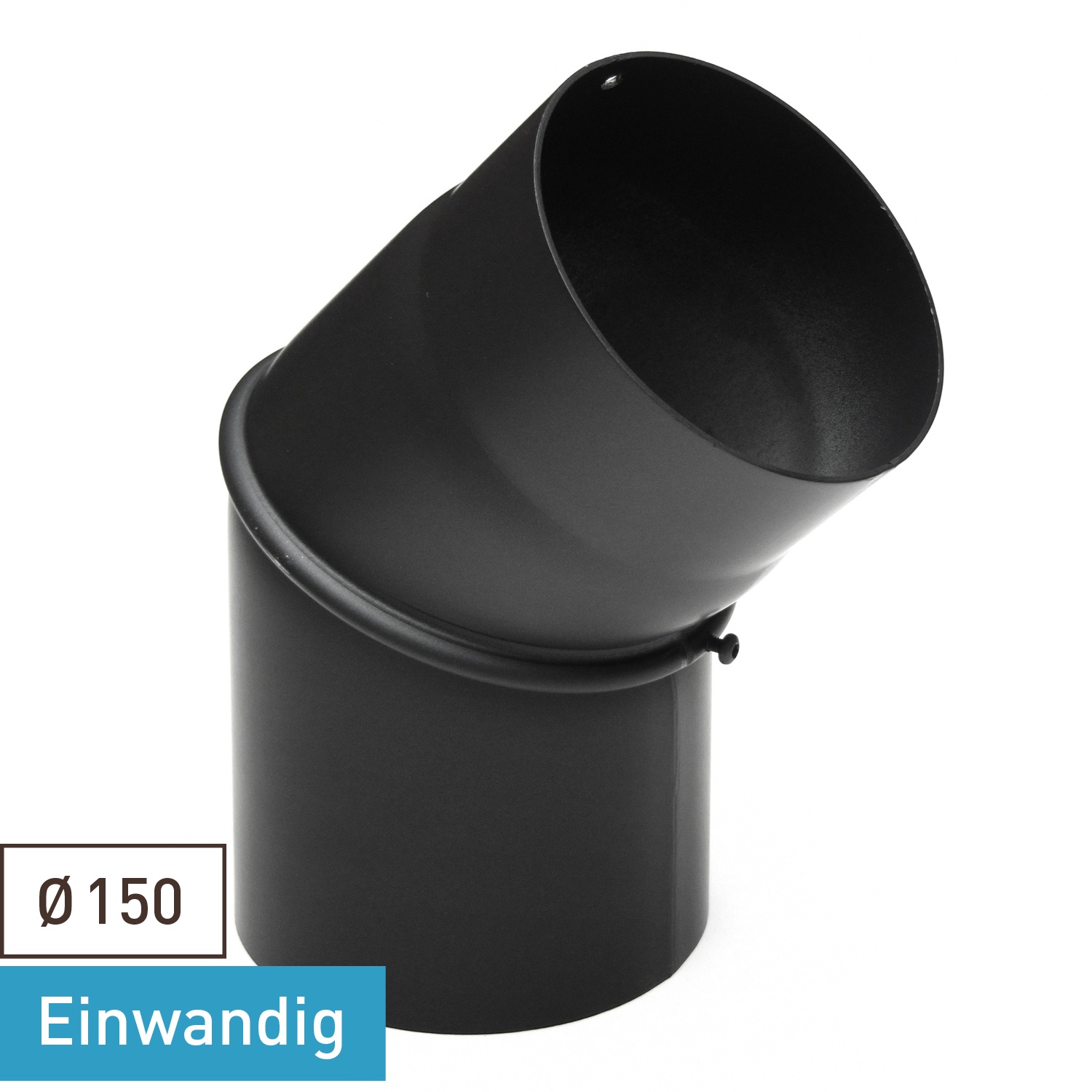 Raik Basic coude de tuyau de fumée 150mm noir 0–45° sans porte pour tuyau de fumée / conduit de fumée