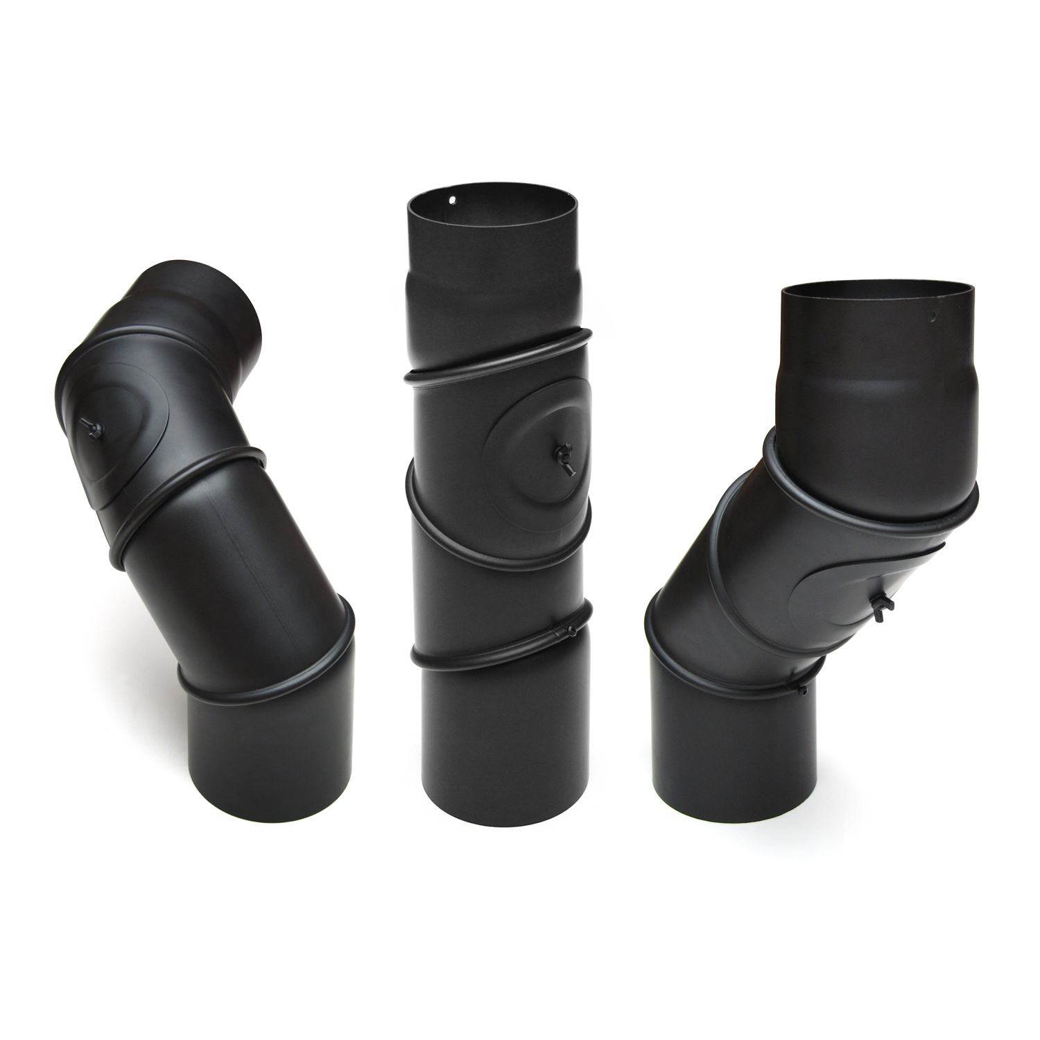 Raik Basic coude multiple 120 mm noir avec porte – 4 pièces pour tuyau de fumée / conduit de fumée