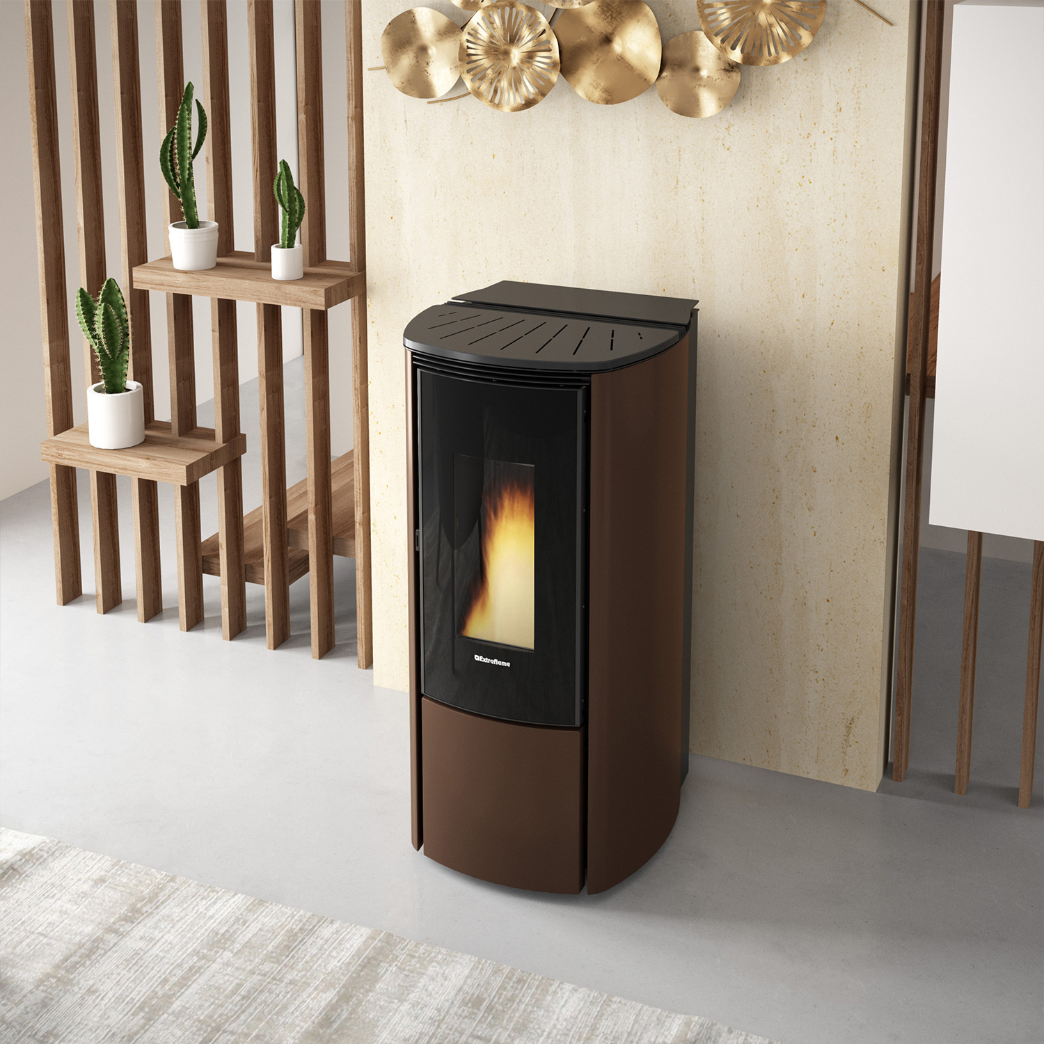 Extraflame Evolution Line Katia 9 poêle à granulés acier bronze